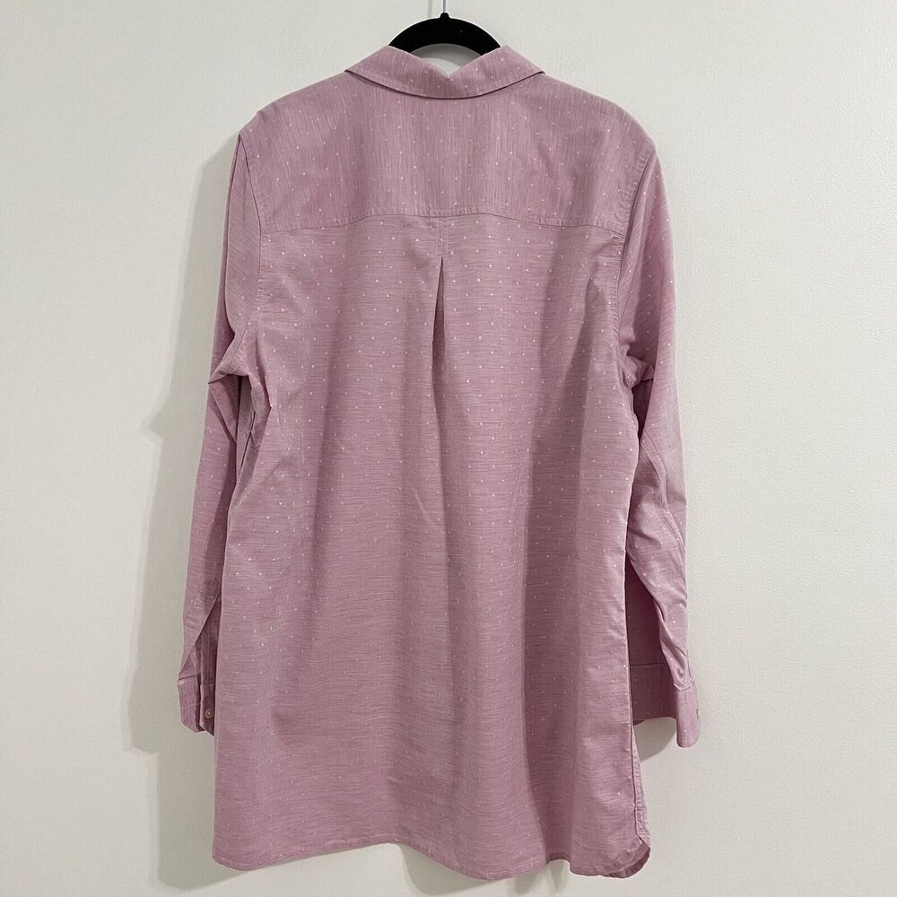 Talbots‎ Button Up Shirt Size 1X Pink Rolled Tab Sleeve Square Pattern Business - Picture 4 of 7